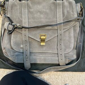 Proenza Schouler Gray Suede Bag with Gold Hardware